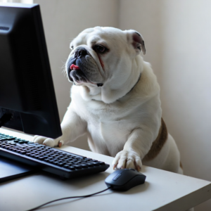 Bulldog at a computer contacting NCBR